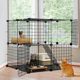 Large 3 Tier Cat Durable Metal Cage Detachable Crate Kennel with 2 Ladders Large Cat Cage Indoor for 1 2 Cats Black Walmart