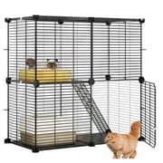 Dextrus 2-Tier Indoor Cat Cage,Versatile Pet Playpen for Ferrets, Kittens, Bunnies, Chinchillas, Squirrels. Detachable Metal Kennel Ideal for House Cats, RV Travel, Camping