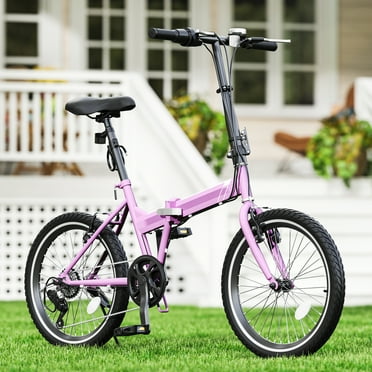 Dextrus 20" Folding Bike, 7-Speed Portable Bicycle for Adults, Ideal for Commuting & Fitness, Pink