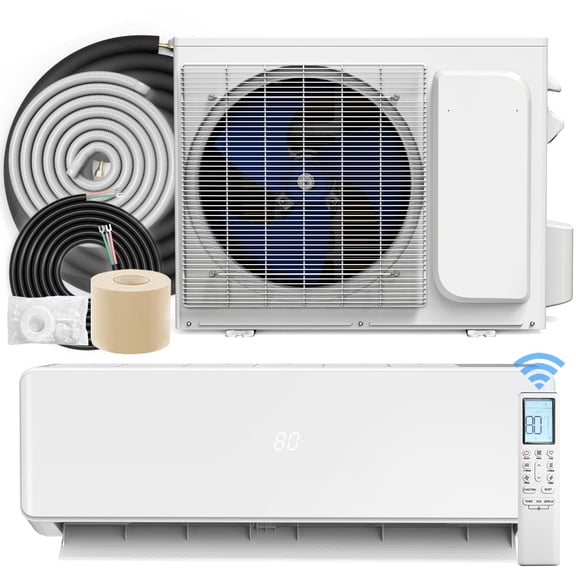 DEXTRUS 12000 BTU 20 SEER2 Mini Split AC/Heating System, 115V Inverter Heat Pump with Install Kit, Cools & Heats 750 Sq. Ft, White
