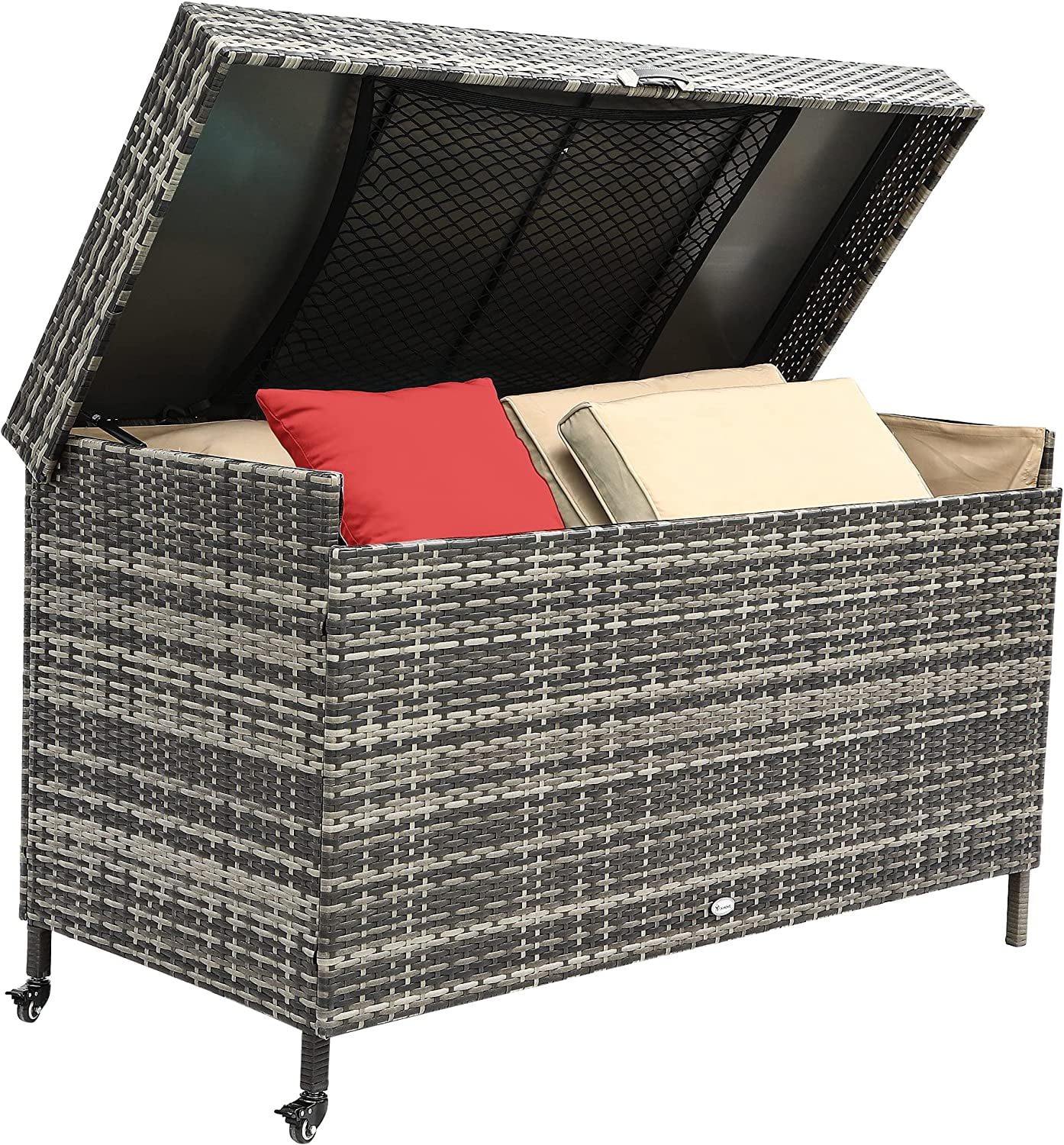 Dextrus 200 Gallon Outdoor Wicker Storage Box, Large Rattan Deck Box