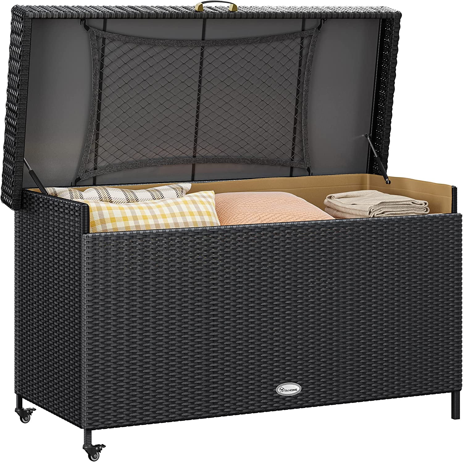 Dextrus 200 Gallon Outdoor Wicker Storage Box, Large Rattan Deck Box