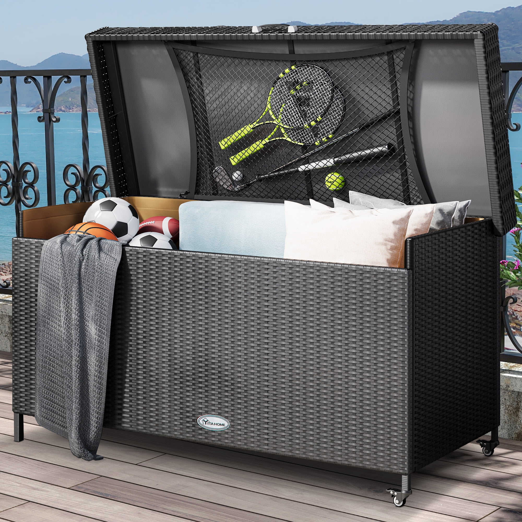 Dextrus 200 Waterproof Rattan Deck Storage Box, Indoor