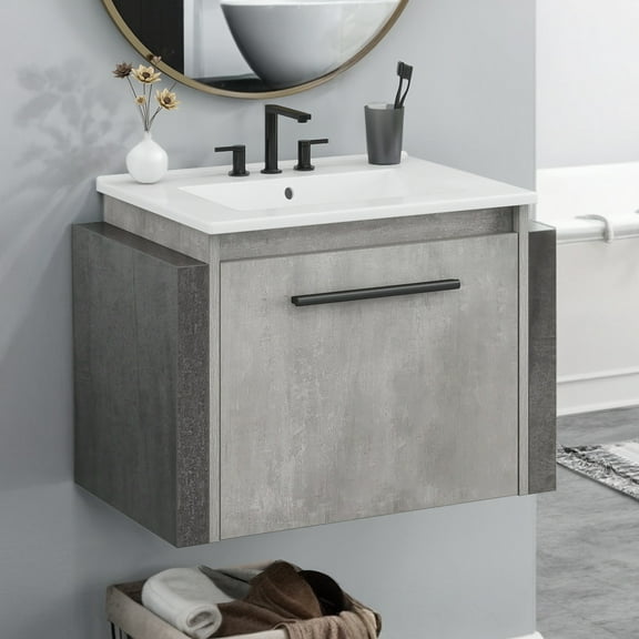 Dextrus 22" Floating Bathroom Vanity, Modern Wall Mount Bathroom Vanity with Sink Combo, Gray