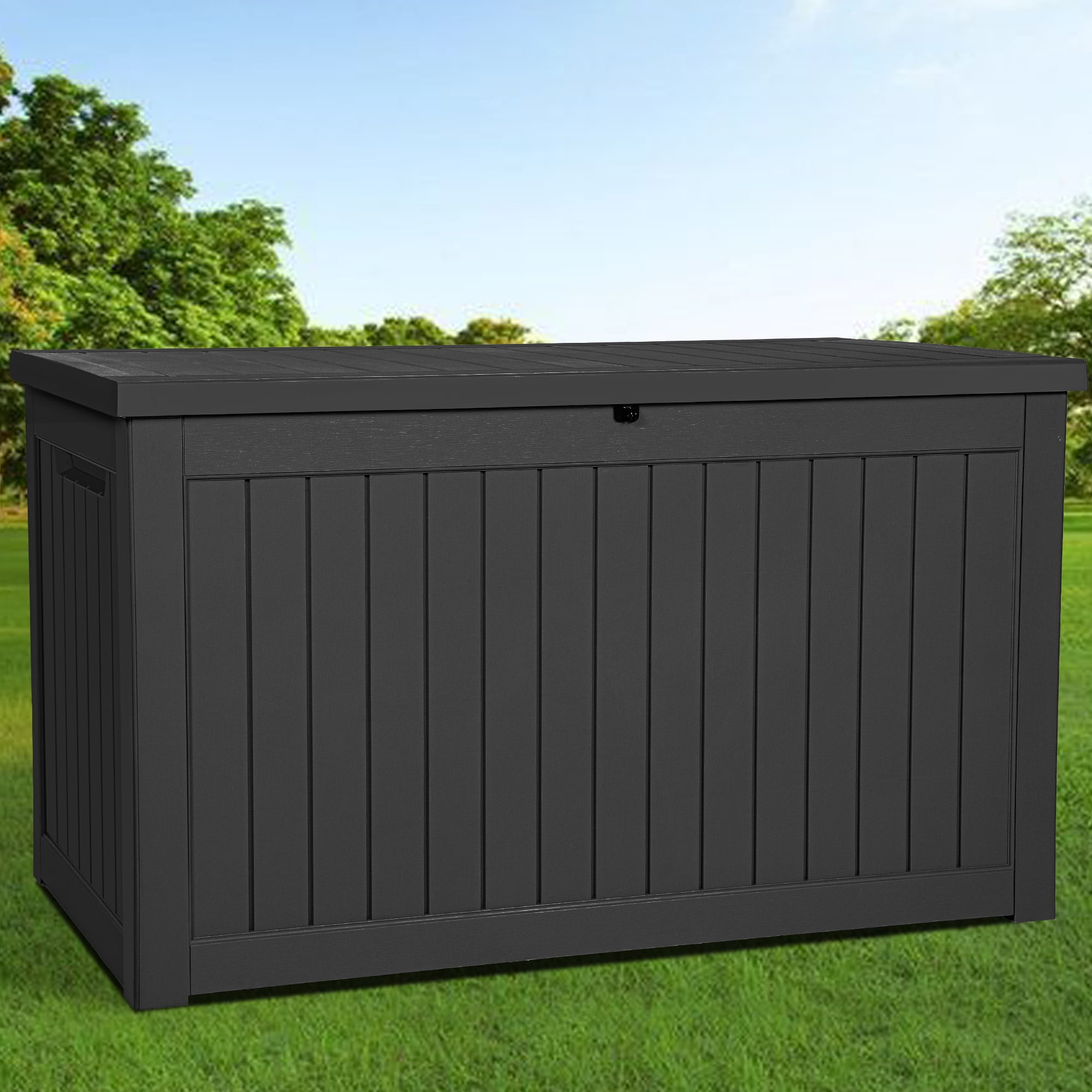 Dextrus 230 Gallon Resin Deck Box,Large Outdoor Storage box for Patio Furniture, Garden Tools, Pool Supplies, Weatherproof and Lockable,Black