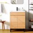 thumbnail image 1 of Dextrus 24 Inch Bathroom Vanity with Undermount Sink, Free Standing Bathroom Storage Cabinet with Drain, Oak, 1 of 6