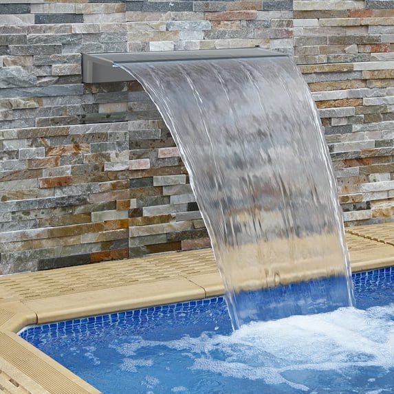 Dextrus 24" Pool Fountain Acrylic Waterfall with LED Lights and Remote Control, Perfect for Swimming Pool, Garden Décor, and Outdoor Spaces