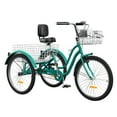 thumbnail image 1 of Dextrus 26 Inch 3-Wheel Bike, Single Speed Adult Trike, Low Step-Through Cruiser with Front & Rear Baskets, Large Adjustable Seat with Backrest for Seniors, Men, and Women (Mint Green), 1 of 6