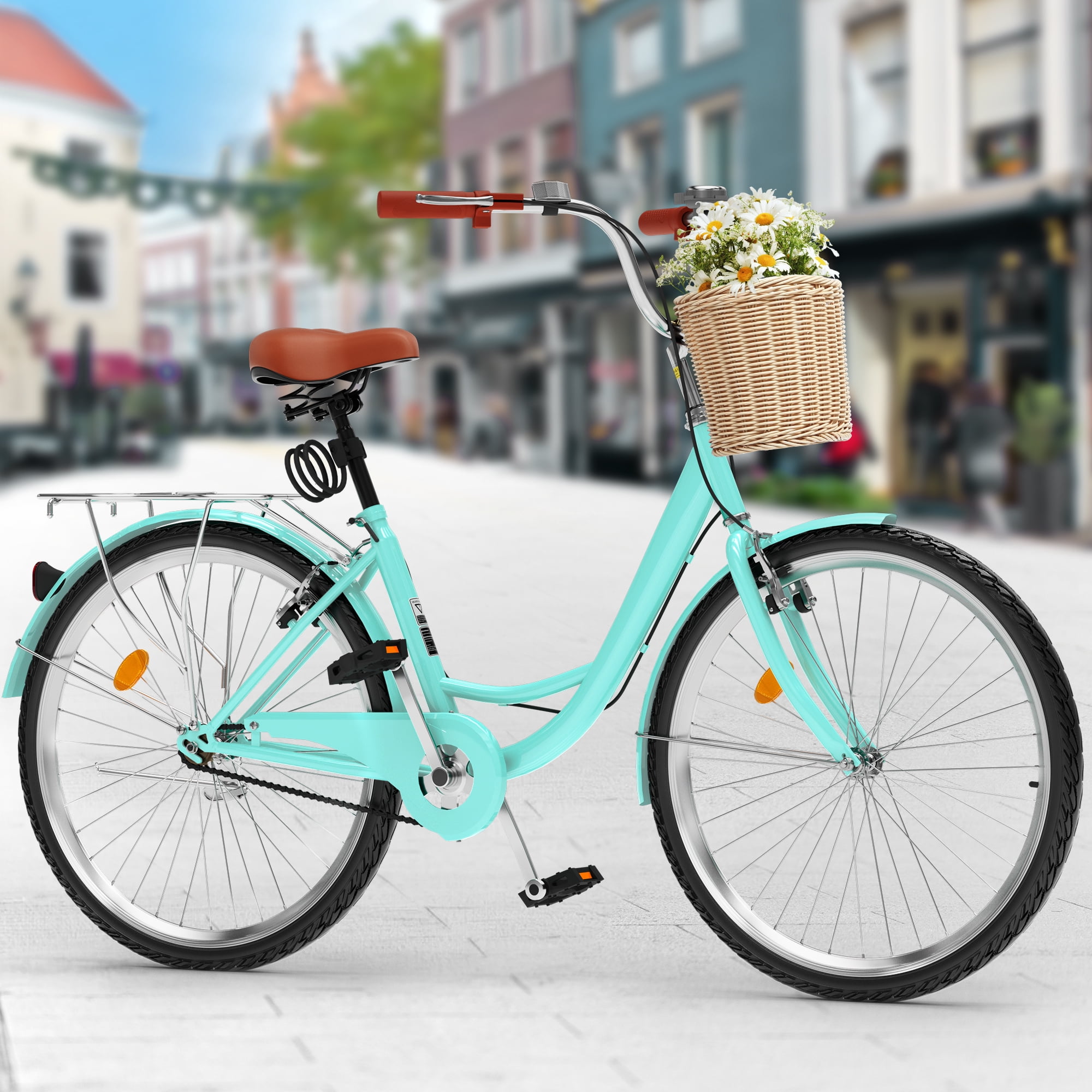 Dextrus 26 Inch Beach Cruiser Bike for Women – 1 Speed Commute Bike for Adults – Womens Bicycle with Adjustable Seat in Mint Green Sansujyuku sansujyuku.com
