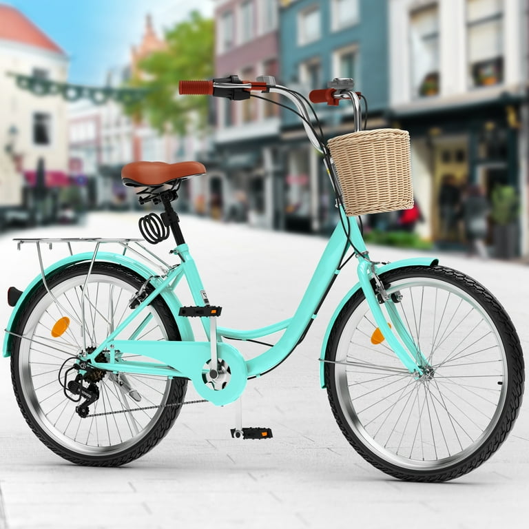 Dextrus 26 Inch Beach Cruiser Bike for Women 7 Speed Commute Bike for Adults Womens Bicycle with Adjustable Seat in Mint Green Walmart