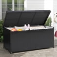 thumbnail image 1 of Dextrus 260 Gallon Outdoor Storage Deck Box, Large Wicker Patio Box for Outdoor Pillows, Garden Tools and Pool Supplies, Waterproof and Lockable - Black, 1 of 11