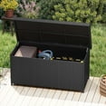 thumbnail image 1 of Dextrus 260-Gallon Wicker Deck Box with Waterproof Liner Bag, Rattan Storage Bin, Large Deck Box, Stylish Outdoor Storage Box - Black, 1 of 10