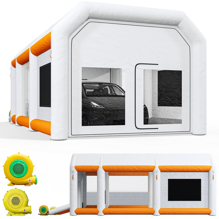 BENTISM Inflatable Paint Booth 26x15x11ft Inflatable Spray Booth Car Paint  Tent with 750W+950W Filter System Blower 