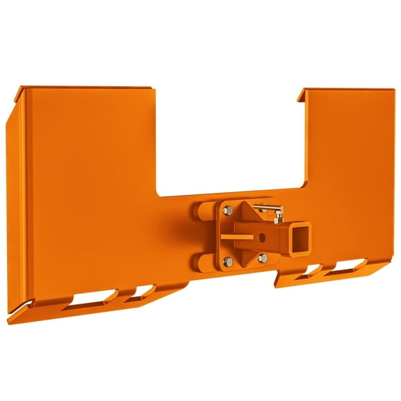 Dextrus 3/8" Thick Snow Skid Steer Mount Plate Quick Attach with Removable 2" Hitch Steel Orange