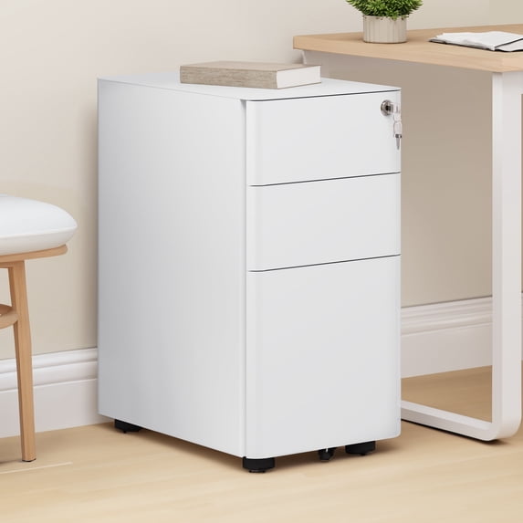 Dextrus Compact Portable and Secure 3-Drawer Metal Office Filing Cabinet, File Storage Solution with Keys