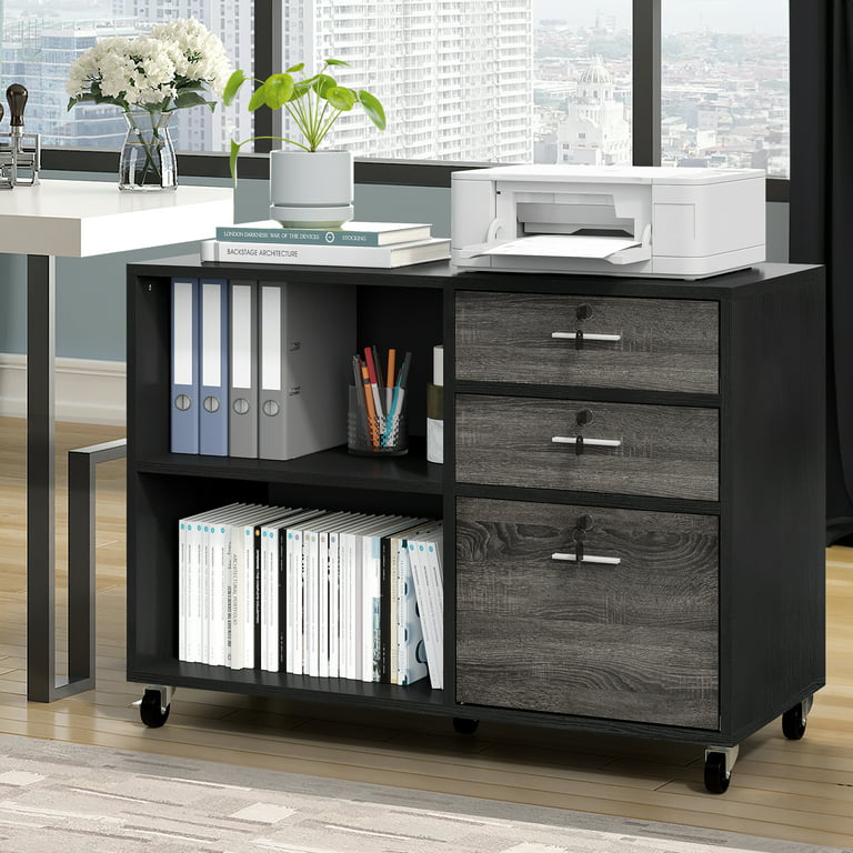 Dextrus 3 Drawer Wood File Cabinet With