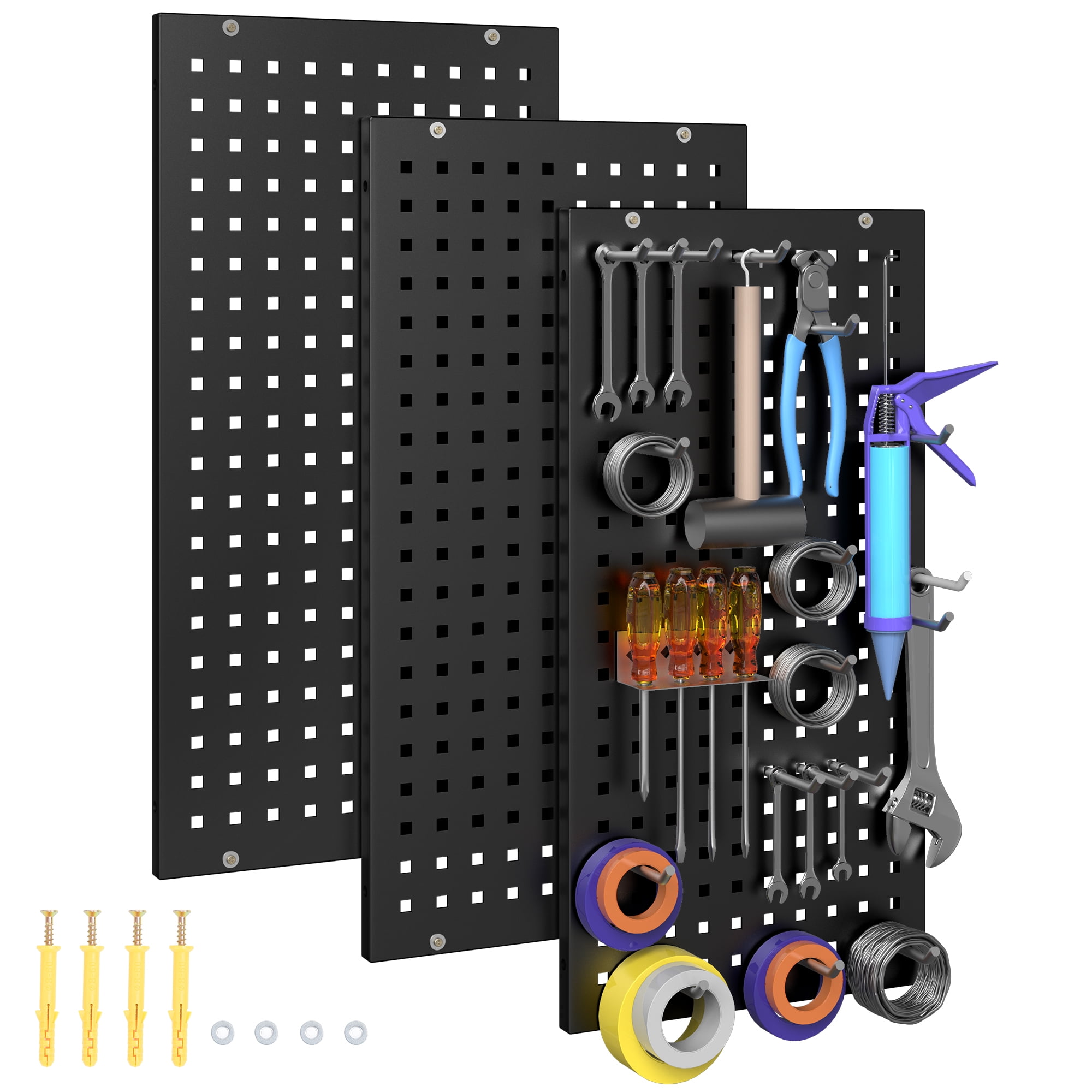 Dextrus 3 PCS Pegboard Wall Organizer, 16" x 32" Wall Mount Metal