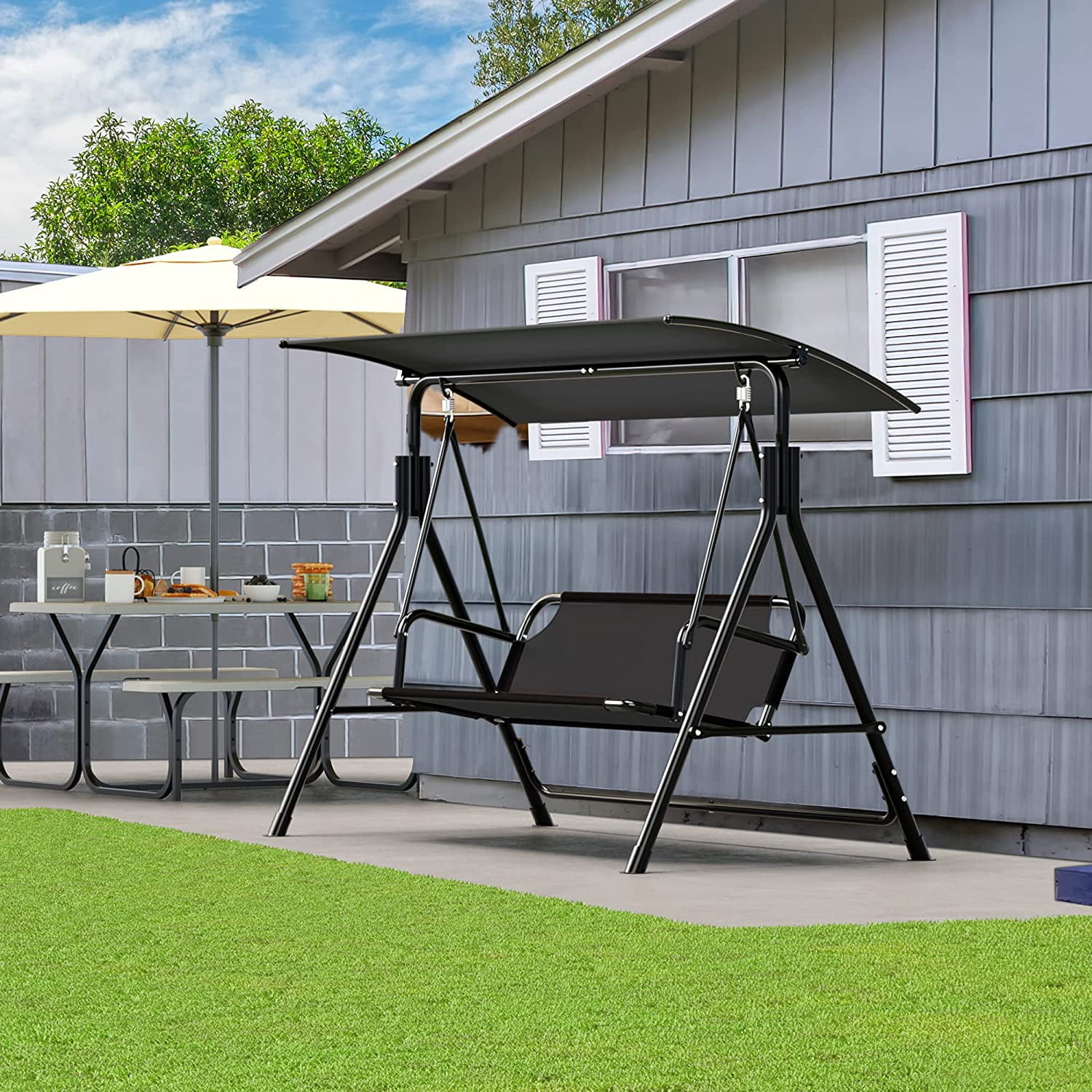 Heavy duty patio swing with canopy sales