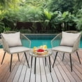 thumbnail image 1 of Dextrus 3-Piece Compact Rattan Wicker Outdoor Patio Set with Cushions and Glass Side Table, Gray, 1 of 5