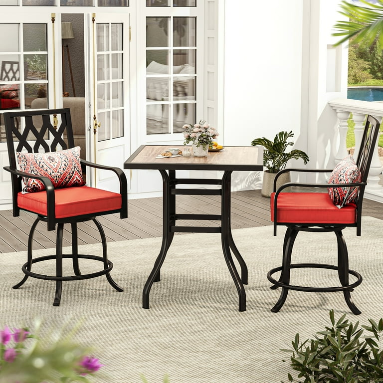 Dextrus 3-Pc Outdoor Bar Set, 32'' Bar Table Stools, Weather