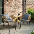 thumbnail image 1 of Dextrus 3-Piece Outdoor Patio Furniture Wicker Bistro Set, With 2 Chairs and Coffee Table,Cushions and Lumbar Pillows-Gray, 1 of 10
