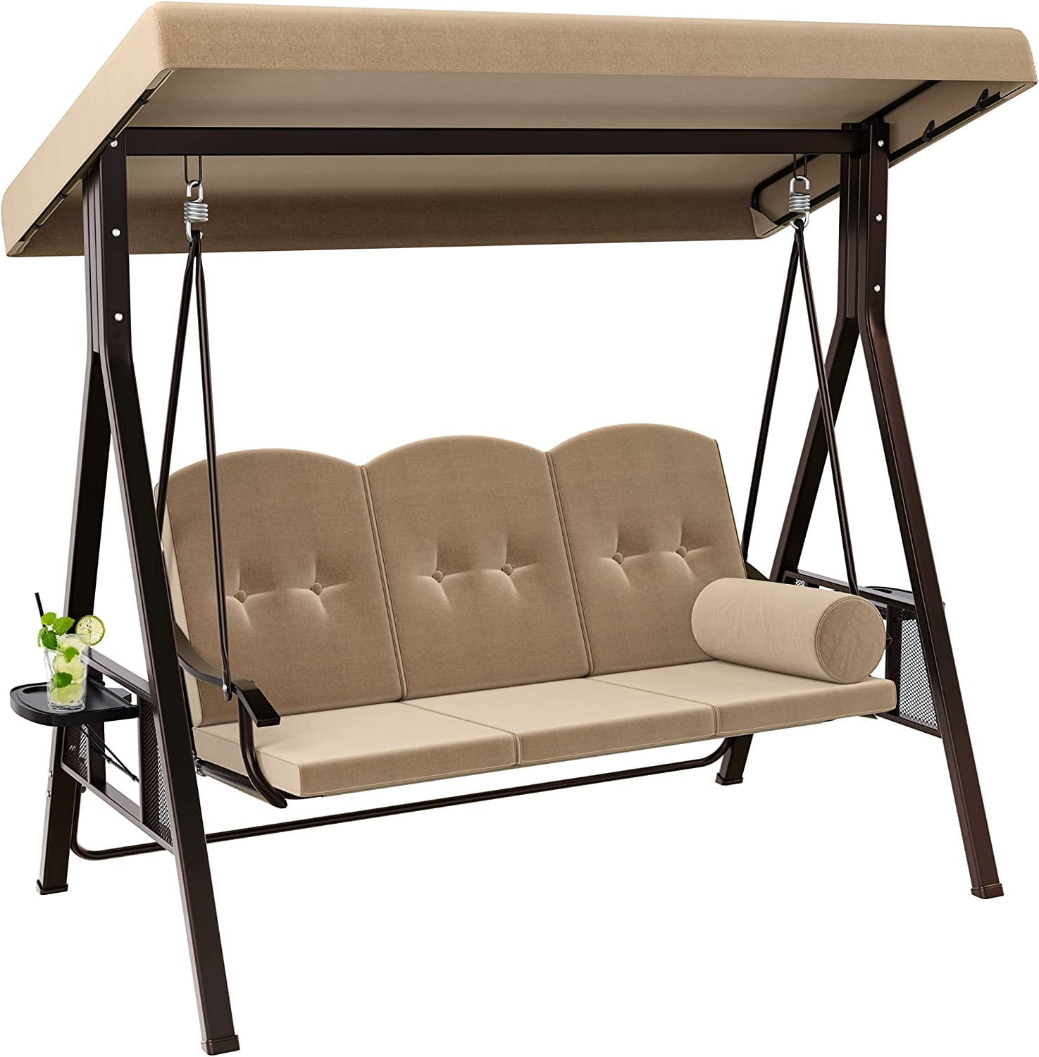 Mainstays 2 Seat Reclining Oversized Zero Gravity Swing with Canopy and Center Storage Console Red Black Walmart