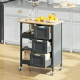 thumbnail image 1 of Dextrus 3 Tier Kitchen Island Cart with Storage Shelves, Kitchen Storage Cart with Drawers, Gray, 1 of 9