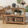thumbnail image 1 of Dextrus 3-Tier Wood Console Table with Storage Shelves, Side Table for Outdoor & Indoor, Natural, 1 of 9