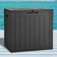 thumbnail image 1 of Dextrus 30 Gallon Outdoor Storage Chest, Ideal for Storing Patio Furnishings, Cushions, Garden Equipment, Durable Waterproof Resin with Secure Locking Lid and Convenient Side Handles (Black), 1 of 7