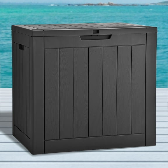 Dextrus 30 Gallon Outdoor Storage Chest, Ideal for Storing Patio Furnishings, Cushions, Garden Equipment, Durable Waterproof Resin with Secure Locking Lid and Convenient Side Handles (Black)