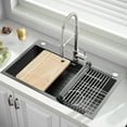 thumbnail image 1 of Dextrus 30-Inch Drop-In Kitchen Sink,Stainless Steel Workstation with Single Bowl, Nano Coated Surface, Cutting Board, Strainer, and Accessories, 1 of 5