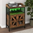 thumbnail image 1 of DEXTRUS Wine Bar Cabinet with Power Outlet & LED Lights, Home Bar Unit with Door and Wine Rack, Rustic Brown, 1 of 12