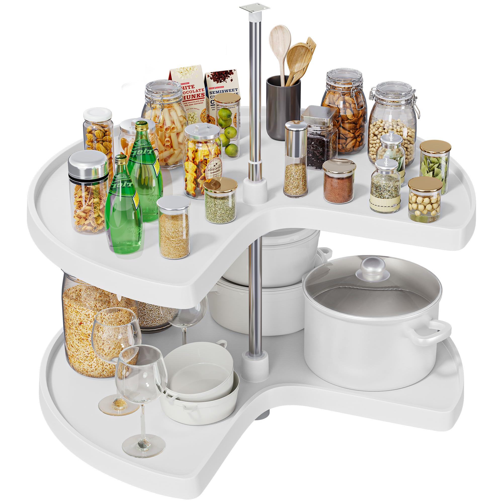 Dextrus 32Inch Kidney Shaped 2Shelf Lazy Susan Corner Kitchen