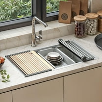 Dextrus 32" Undermount Kitchen Sink Workstation, 304 Stainless Steel, Single Bowl, Honeycomb, Silver