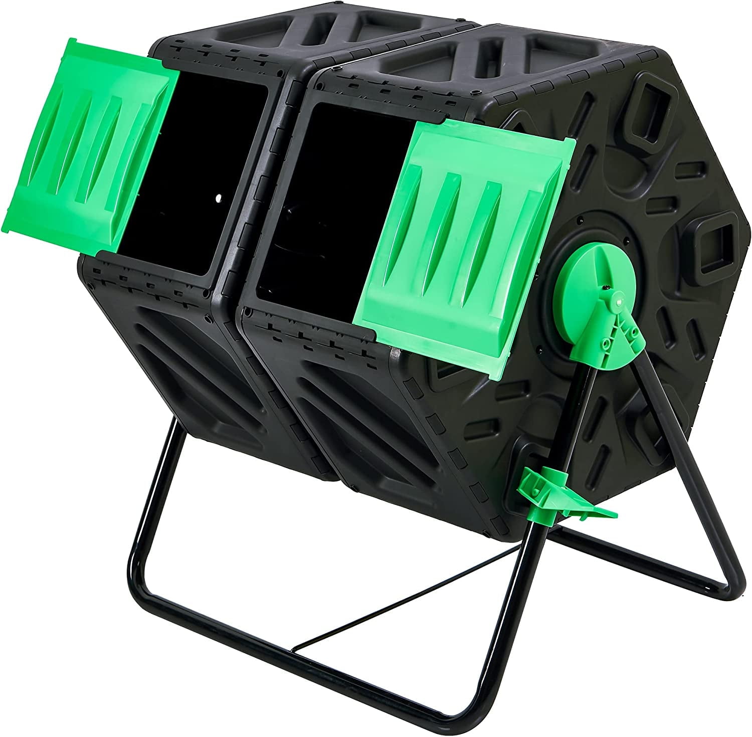 Dextrus 34 Gallon Dual Chamber Compost Tumbler, Compost Bin Outdoor ...