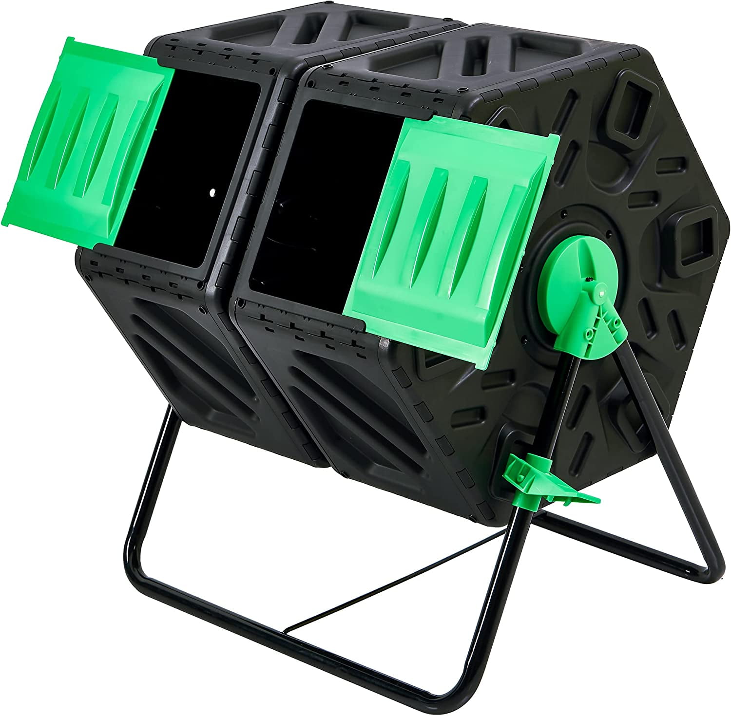 Dextrus 34 Gallon Dual Chamber Compost Tumbler, Outdoor Rotating Bin