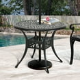 thumbnail image 1 of Dextrus 35 Inch Patio Dining Table, Cast Aluminum Round Outdoor Table with Umbrella Hole for Patio, Backyard, Deck, Black, 1 of 9