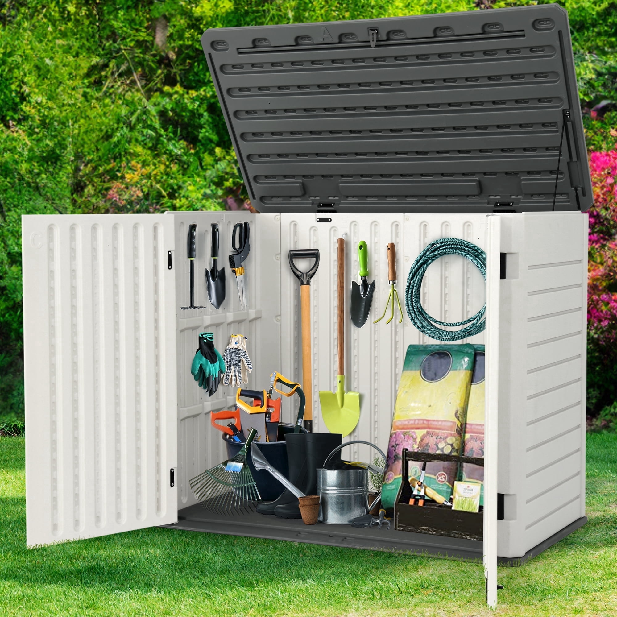 AECOJOY Outdoor Aluminum Metal Shed, 8x6ft, with Big Storage Space