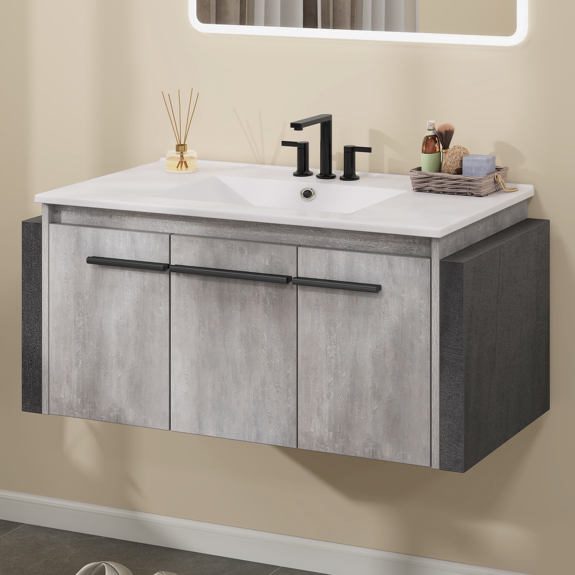 Dextrus 36" Inch Wall Mounted Bathroom Vanity with Sink, Modern ...