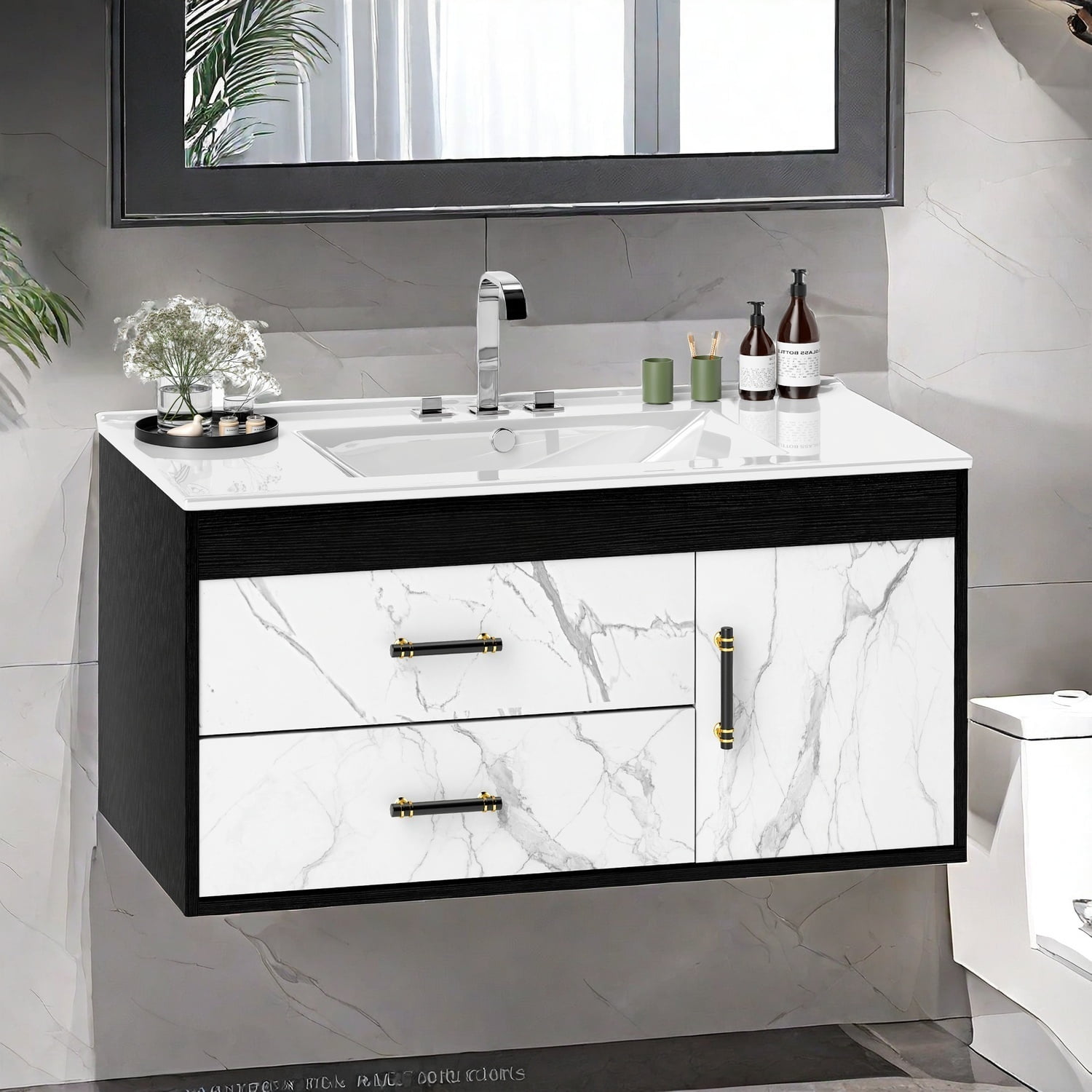 Dextrus 36" Inch Wall Mounted Bathroom Vanity with Sink, Modern ...