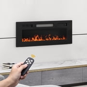 Dextrus 36 Inches Electric Fireplace, Suitable for Recessed or Wall Mounting, with Remote Control, Adjustable Temperature and Timer, Changeable Flame Color and Brightness, 120V 1500W, Crystal