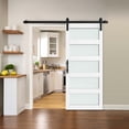 thumbnail image 1 of Dextrus 36"x 84" Sliding Barn Door, Single Track Sliding Barn Door with Frosted Glass Panels, Hardware Kit and Handle for Interior & Exterior Use, White, 1 of 6