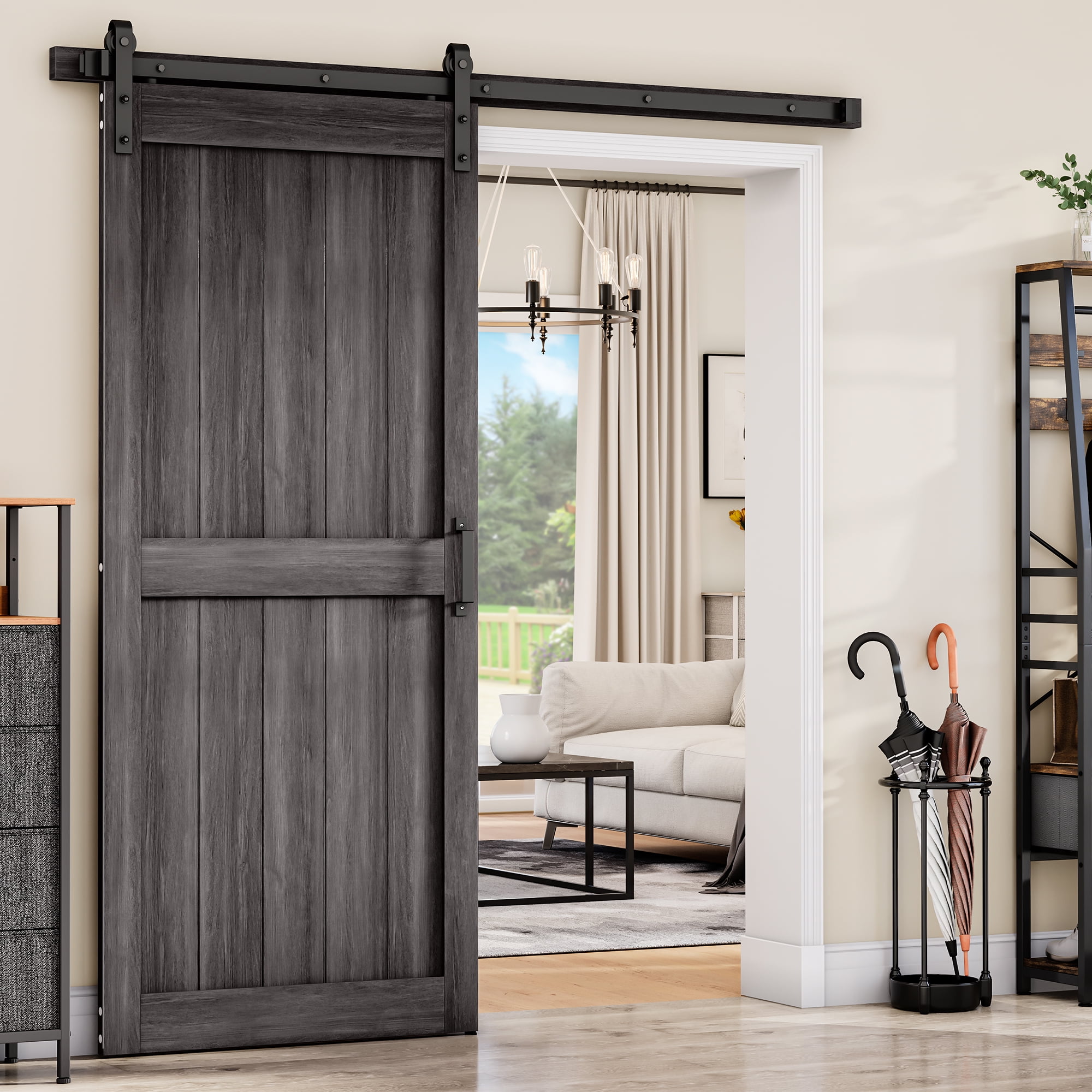 Dextrus HStyle 36" x 84" Gray Barn Door Hardware Kit