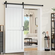 Dextrus 36 in x 84 in composite plate Barn Door, Sliding Barn Door with All Hardware Kit Included, Pre-Drilled Easy to Assemble,H-Style Solid Core Single Barn Door, White