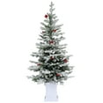 Dextrus 4.5FT PreLit Flocked Arctic Fir Pencil Christmas Tree with 11