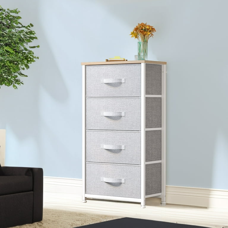 YITAHOME 4 Drawer Dresser Storage Unit Shelf Organizer Bins Chest Fabric Drawers, Light Gray, Adult Unisex, Size: Small
