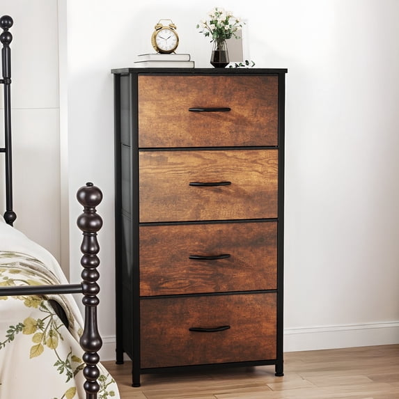 Dextrus 4 Drawer Dressers, Fabric Organizer Unit for Bedroom, Living Room, Closets, Sturdy Steel Frame & Wooden Top