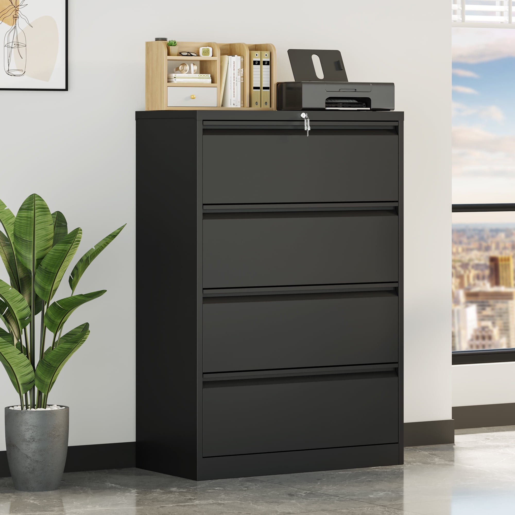 Dextrus 4Drawer Metal Lateral Filing Wide Stainless Steel