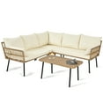 Dextrus 4 Pcs Patio Sofa set, Outdoor Boho Sectional Furniture LShaped