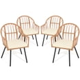 thumbnail image 1 of Dextrus 4 Piece Patio PE Rattan Wicker Chairs, Conversation Dining Chairs with Soft Cushions - Beige, 1 of 5